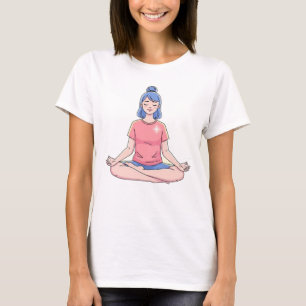 Schattige Meditatie Meisje Yoga Illustratie T-shirt