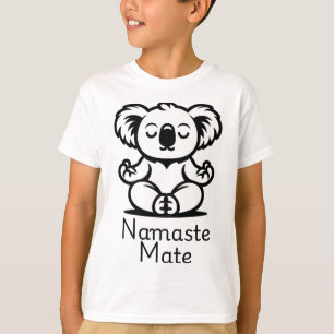 Schattige mediterende Australische koalabeer in yo T-shirt