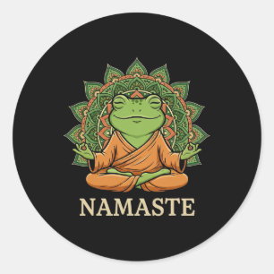 Schattige Mediterende Kikker Boeddha Namaste Manda Ronde Sticker