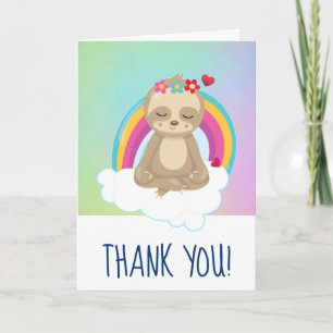 Schattige mediterende luiaard en een regenboog dan kaart