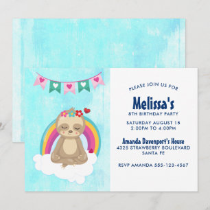 Schattige mediterende luiaard met een regenboogver kaart