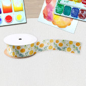 Schattige mediterraan Oranje Waterverf Patroon Satijnen Lint