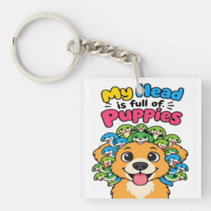 Schattige Medusa Puppy Mythologische Hond Grappige Sleutelhanger
