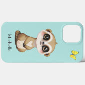 Schattige Meerkat en Vlinder op Blauwgroen Case-Mate iPhone Case (Achterkant (horizontaal))