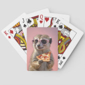 Schattige Meerkat Met Glazen en Pizza Pokerkaarten (Achterkant)
