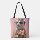 Schattige Meerkat Met Glazen en Pizza Tote Bag (Achterkant)