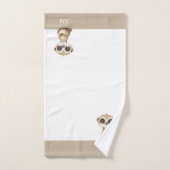Schattige Meerkat & Monogram op Beige & Wit Bad Handdoek (Handdoek)