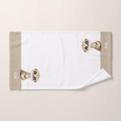 Schattige Meerkat & Monogram op Beige & Wit Bad Handdoek (Handdoek)