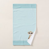 Schattige Meerkat & Monogram op Lichtblauw Bad Handdoek (Handdoek)