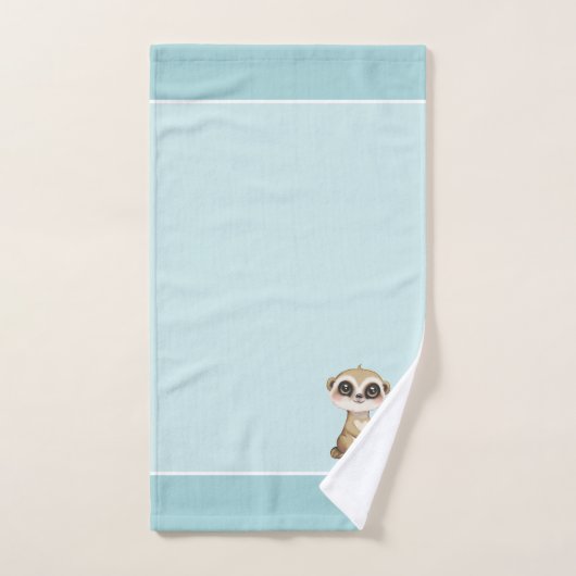 Schattige Meerkat & Monogram op Lichtblauw Bad Handdoek (Handdoek)