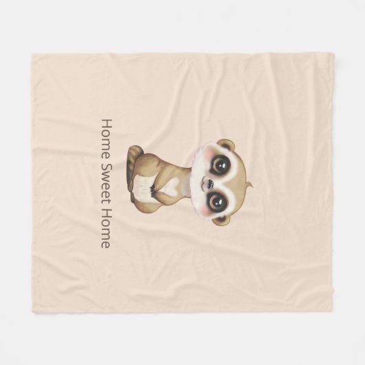 Schattige Meerkat op Licht Zand Beige Fleece Deken (Voorkant (Horizontaal))