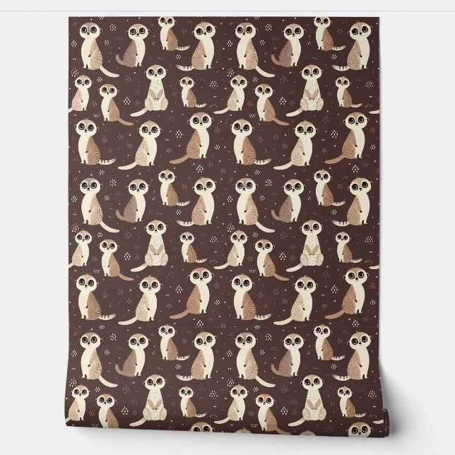 Schattige Meerkat Pattern Behang (Afrollen)