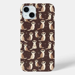 Schattige Meerkat Pattern iPhone 15 Mini Hoesje