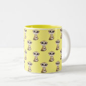 Schattige Meerkat Pattern op Geel Tweekleurige Koffiemok (Voorkant rechts)