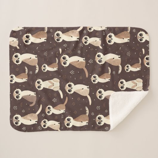 Schattige Meerkat Pattern Sherpa Deken (Voorkant (horizontaal))