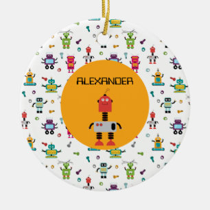 Schattige Meerkleurige Robots Kinderen Robot Aange Keramisch Ornament