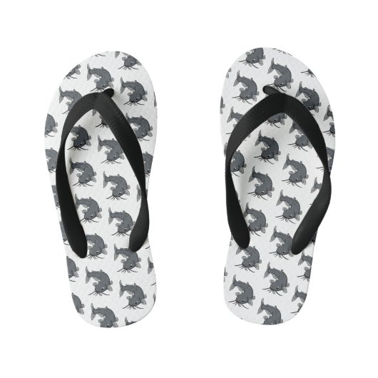Schattige meerval cartoon illustratie kinder teenslippers (Voetbed)