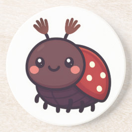 Schattige mei Kever – Kawaii Forest Charm Zandsteen Onderzetter