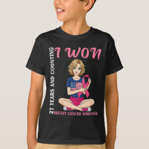 Schattige meisje 27 jaar en tellen heb ik borstkan t-shirt