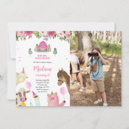 Schattige Meisje 2e Boerderij Foto Verjaardag Kaart