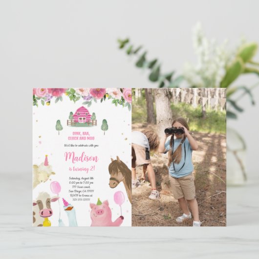 Schattige Meisje 2e Boerderij Foto Verjaardag Kaart (Staand voorkant)