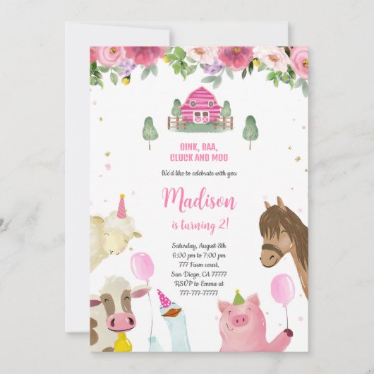 Schattige Meisje 2e Boerderij Verjaardag Kaart (Voorkant)