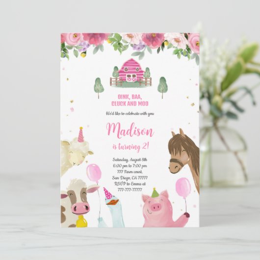 Schattige Meisje 2e Boerderij Verjaardag Kaart (Staand voorkant)