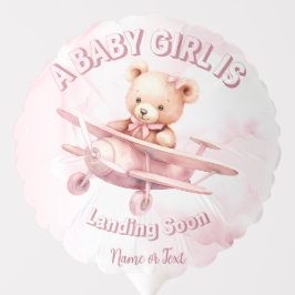 Schattige Meisje Baby Beer Piloot Roze Vliegtuig M Ballon