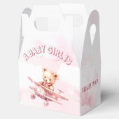 Schattige Meisje Baby Beer Piloot Roze Vliegtuig M Bedankdoosjes (Geopend)