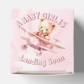 Schattige Meisje Baby Beer Piloot Roze Vliegtuig M Bedankdoosjes (Bovenkant)