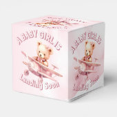 Schattige Meisje Baby Beer Piloot Roze Vliegtuig M Bedankdoosjes (Achterkant)