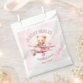 Schattige Meisje Baby Beer Piloot Roze Vliegtuig M Bedankzakje (Geknipt)