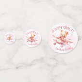 Schattige Meisje Baby Beer Piloot Roze Vliegtuig M Confetti (Voorkanten)