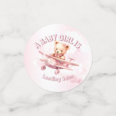 Schattige Meisje Baby Beer Piloot Roze Vliegtuig M Confetti (Kleine voorkant)