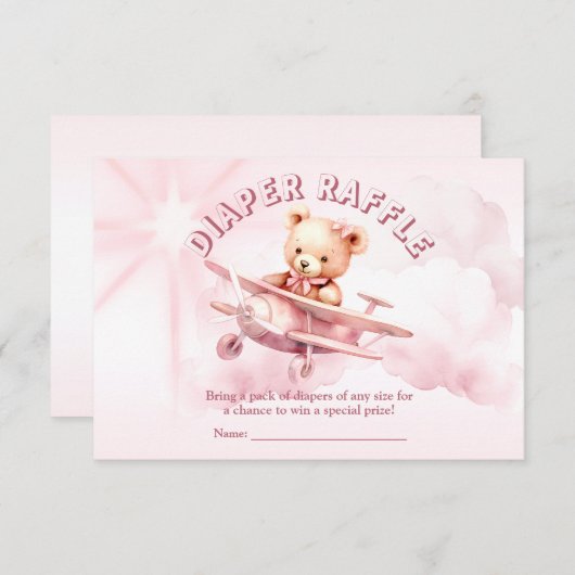 Schattige Meisje Baby Beer Piloot Roze Vliegtuig M Informatiekaartje (Voorkant / Achterkant)