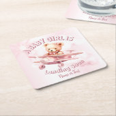 Schattige Meisje Baby Beer Piloot Roze Vliegtuig M Kartonnen Onderzetters (Schuin)