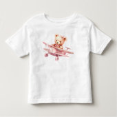 Schattige Meisje Baby Beer Piloot Roze Vliegtuig M Kinder Shirts (Voorkant)