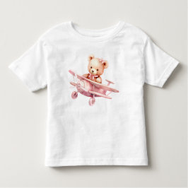 Schattige Meisje Baby Beer Piloot Roze Vliegtuig M Kinder Shirts