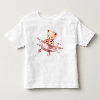 Schattige Meisje Baby Beer Piloot Roze Vliegtuig M Kinder Shirts