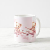 Schattige Meisje Baby Beer Piloot Roze Vliegtuig M Koffiemok (Voorkant rechts)