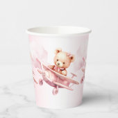 Schattige Meisje Baby Beer Piloot Roze Vliegtuig M Papieren Bekers (Links)