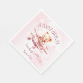 Schattige Meisje Baby Beer Piloot Roze Vliegtuig M Servet (Hoek)