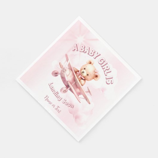 Schattige Meisje Baby Beer Piloot Roze Vliegtuig M Servet (Hoek)