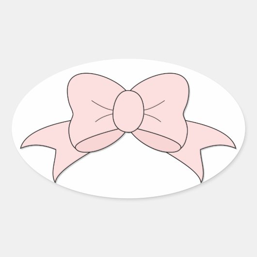 Schattige Meisje Baby Roze Bow Ovale Sticker (Voorkant)