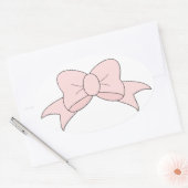 Schattige Meisje Baby Roze Bow Ovale Sticker (Envelop)