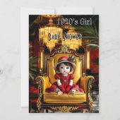 Schattige Meisje Baby shower 1920s Red Art deco Kaart (Voorkant)