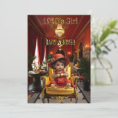 Schattige Meisje Baby shower 1920s Red Art deco th Kaart (Staand voorkant)