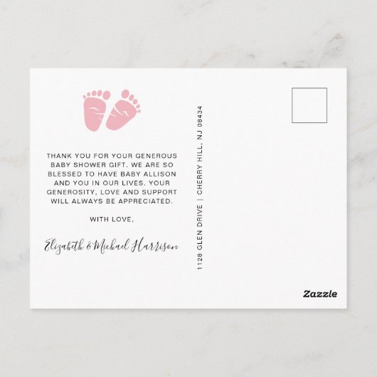 Schattige Meisje Baby shower Dank u Briefkaart (Achterkant)