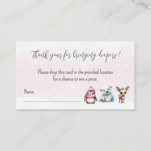 Schattige Meisje Baby shower Luier Raffle Verzoek Informatiekaartje (Achterkant)