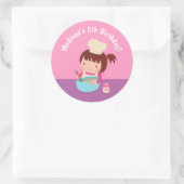 Schattige Meisje Bakken Chef Verjaardagsfeestje De Ronde Sticker (Tas)